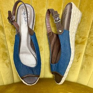 LIFE STRIDE Denim and Brown Espadrilles